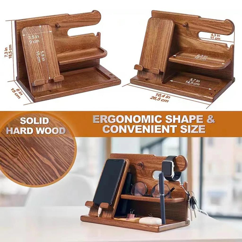 Bedside Wooden Dock for Phone and Accessory Storage by Smart Deals Picks