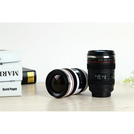 Camera Lens Mug with Lid - Insulated Travel Cup by HitMyNeed