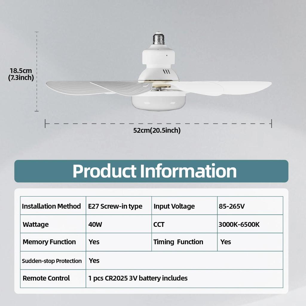 LED 40W Ceiling Fan Light, E27 Base, Remote Dimming by Smart Deals Picks