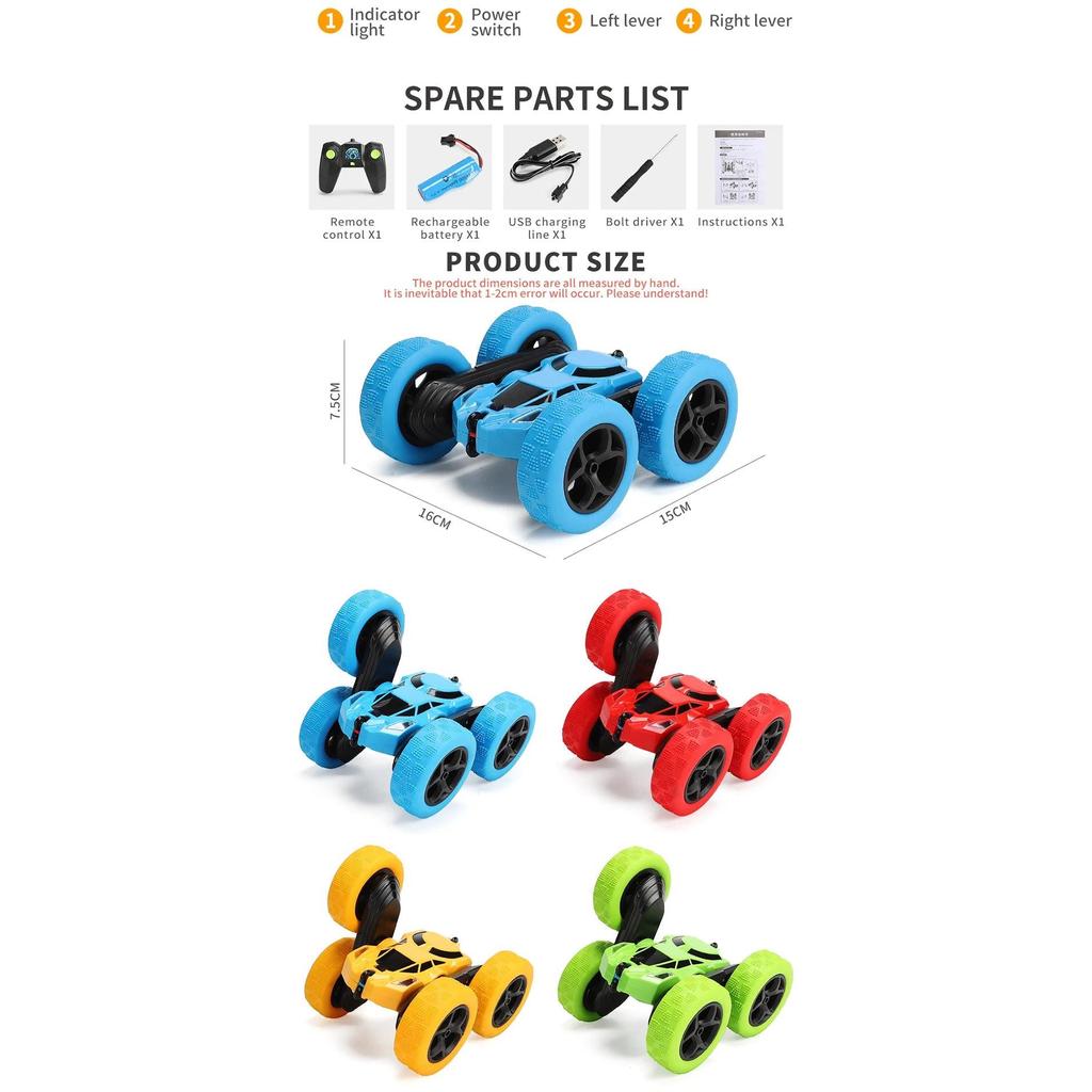 RC Double-Sided Stunt Car, 360 Rotation, 2.4G by Smart Deals Picks