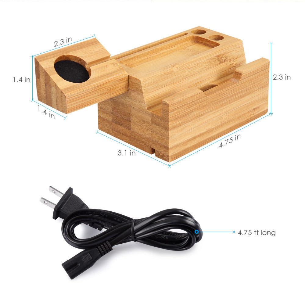Wooden Multi-Device Charging Dock Station by Smart Deals Picks