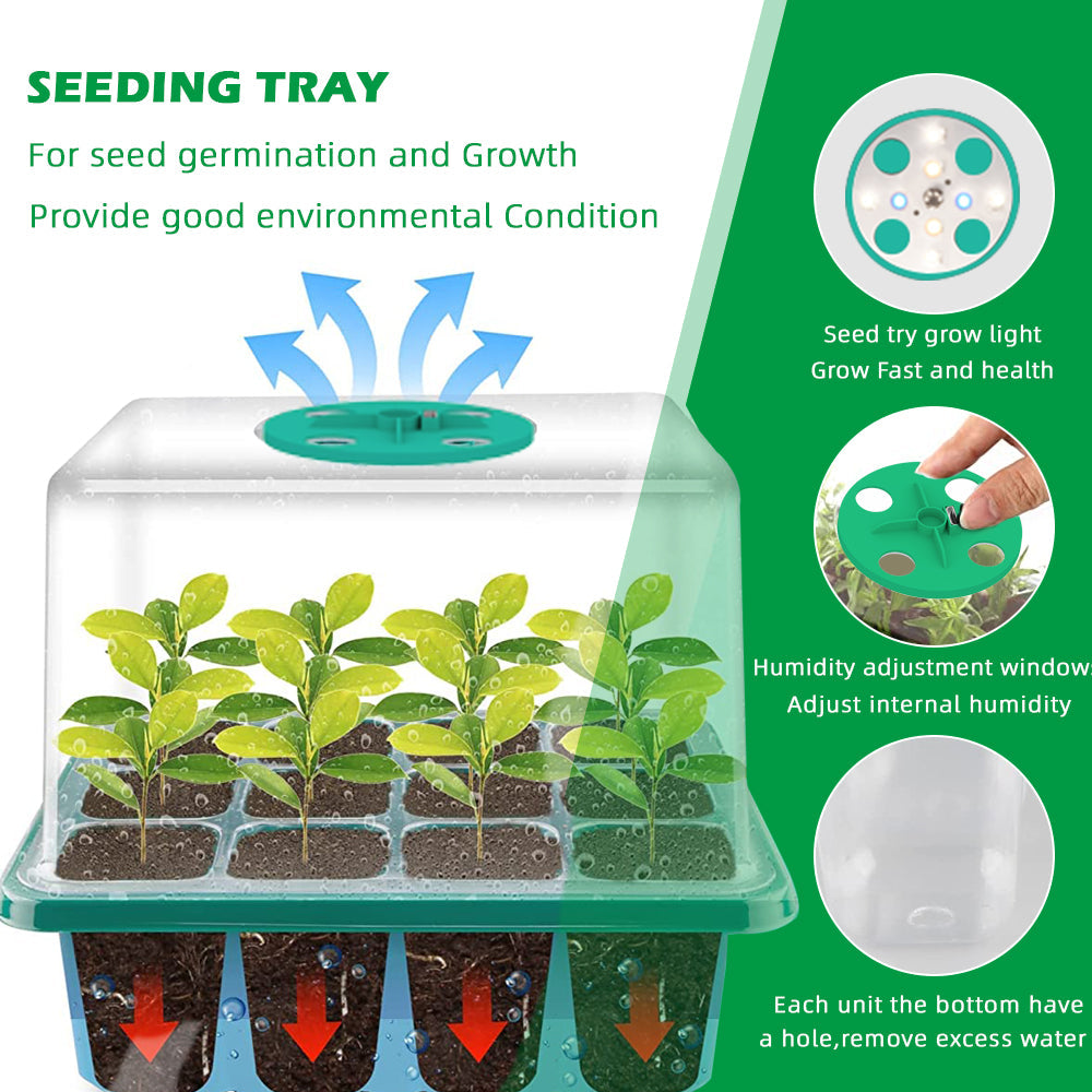 12-Cell Seed Starter Kit with Full Spectrum LED Grow Light by Smart Deals Picks