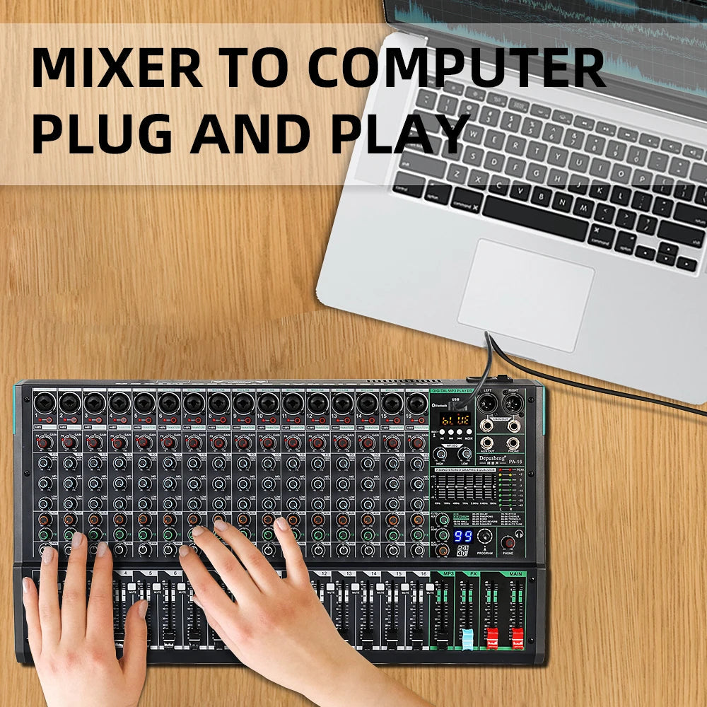 16-Channel DJ & Live Sound Mixer with 99 DSP Effects by Smart Deals Picks