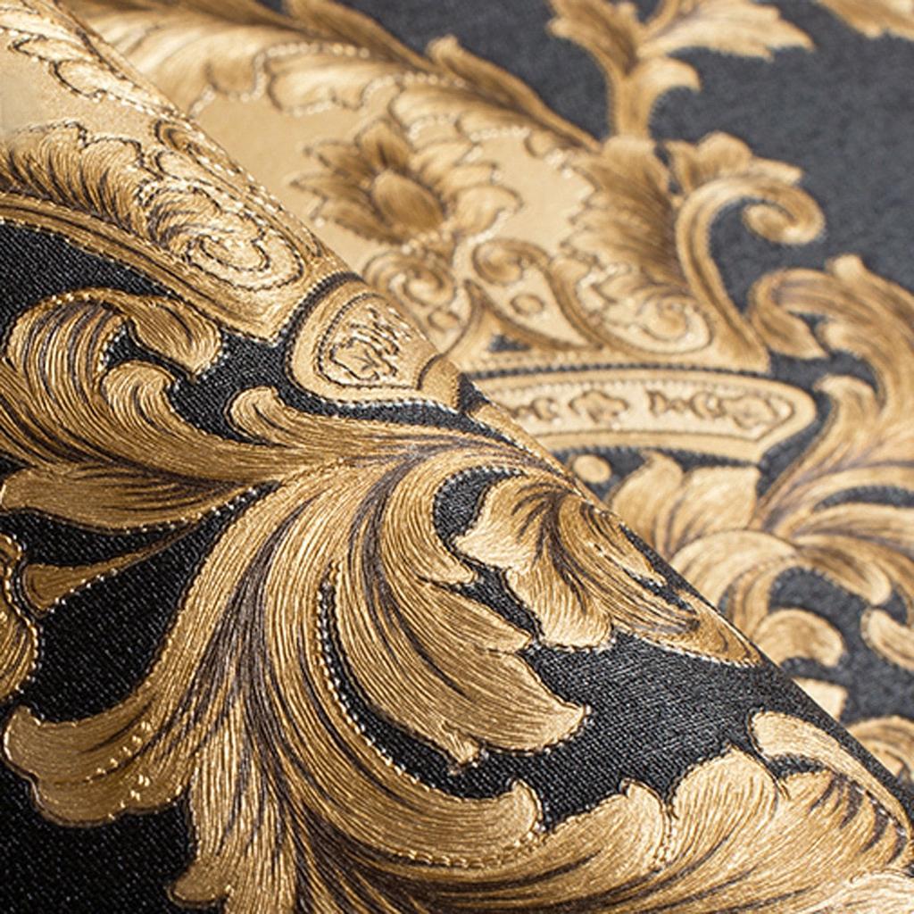 3D Embossed Black and Gold Vinyl Wallpaper Roll by HitMyNeed