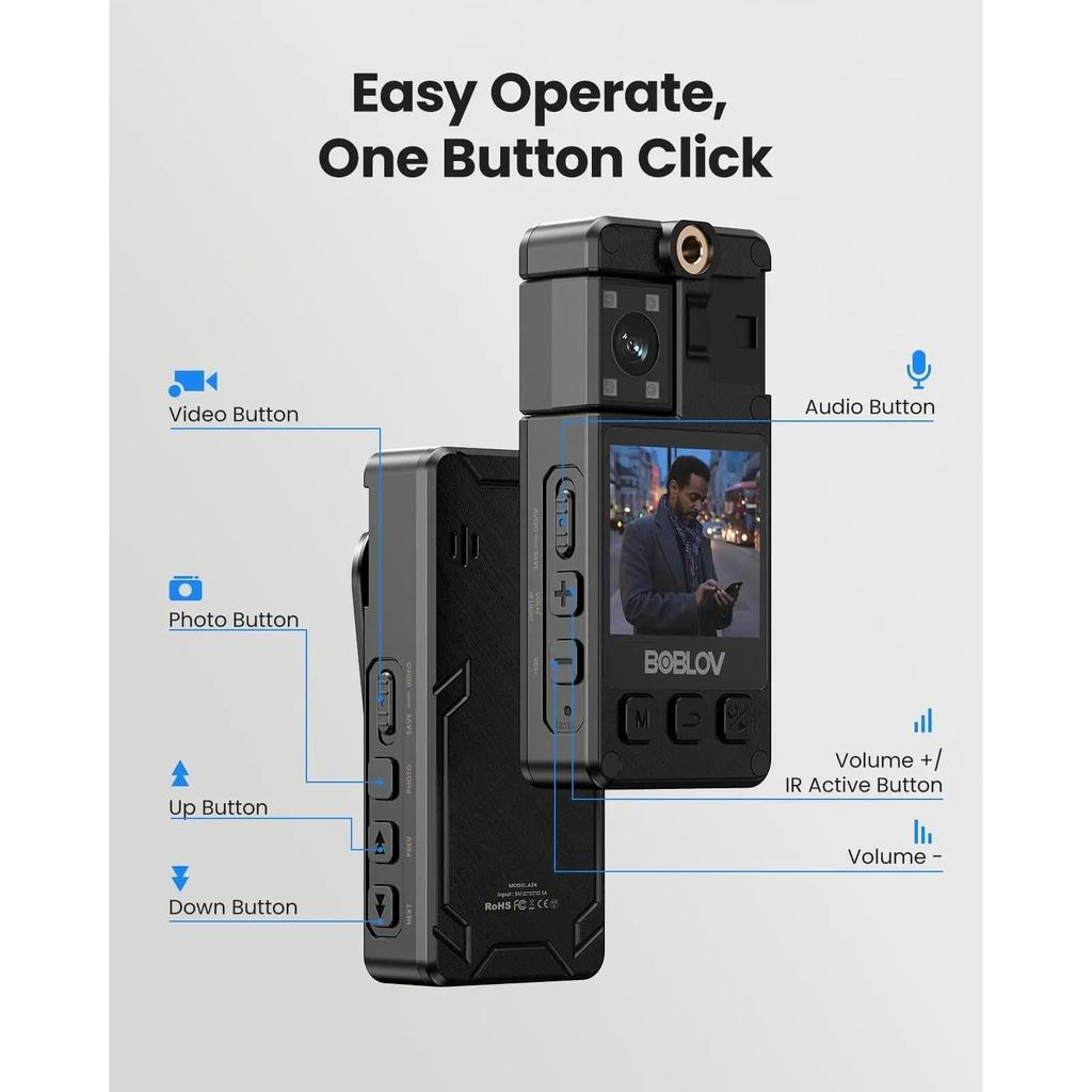 A24 Mini Body Camera, 1296P HD with Night Vision by Smart Deals Picks