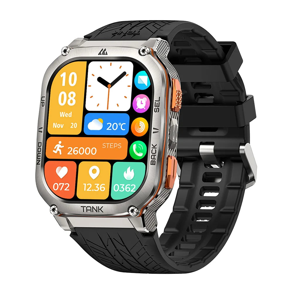 AMOLED AOD Display Rugged Smartwatch with GPS silver by Smart Deals Picks