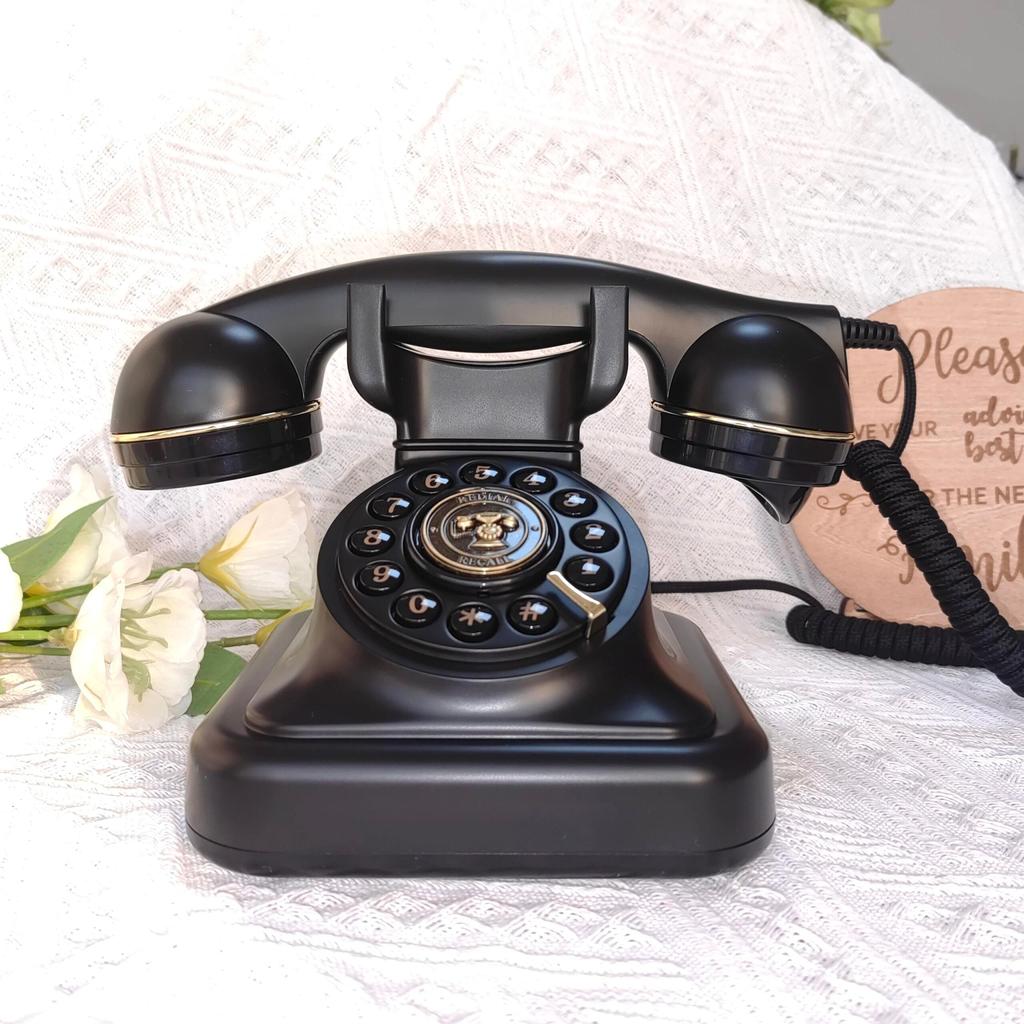 Antique-Style Wedding Guest Phone Audio Message Recorder black by Smart Deals Picks