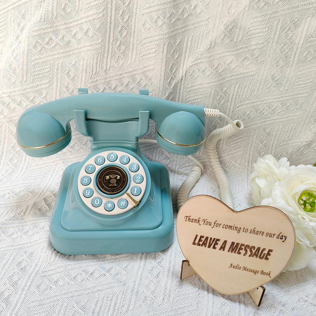 Antique-Style Wedding Guest Phone Audio Message Recorder blue by Smart Deals Picks