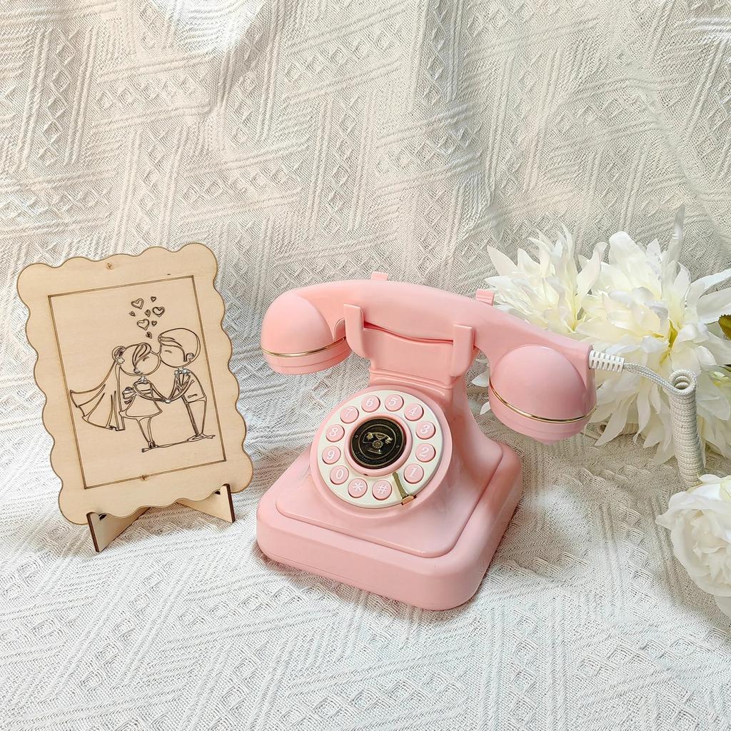 Antique-Style Wedding Guest Phone Audio Message Recorder pink by Smart Deals Picks