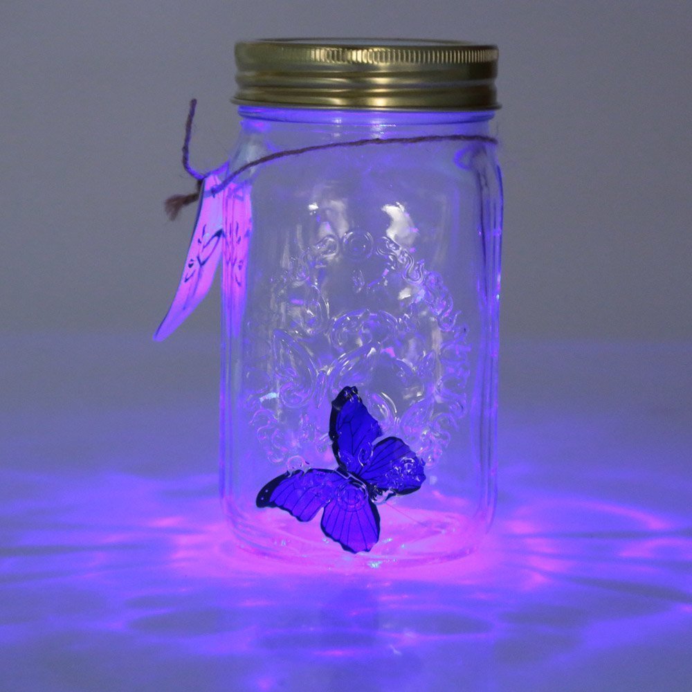 Butterfly Jar LED Light Decor, Adjustable Blue Glow by Smart Deals Picks