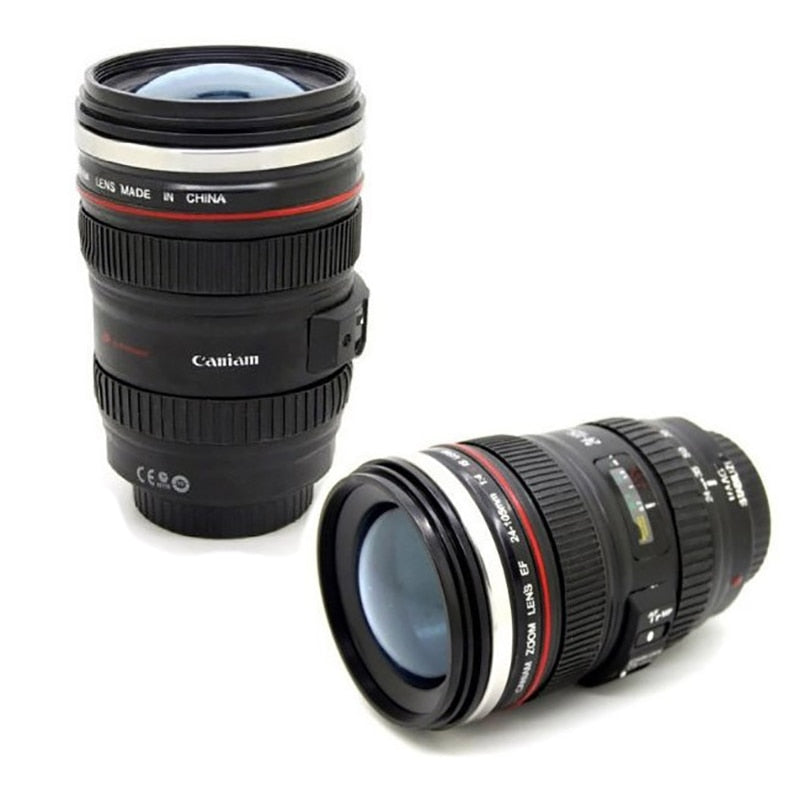 Camera Lens Mug with Lid - Insulated Travel Cup by HitMyNeed