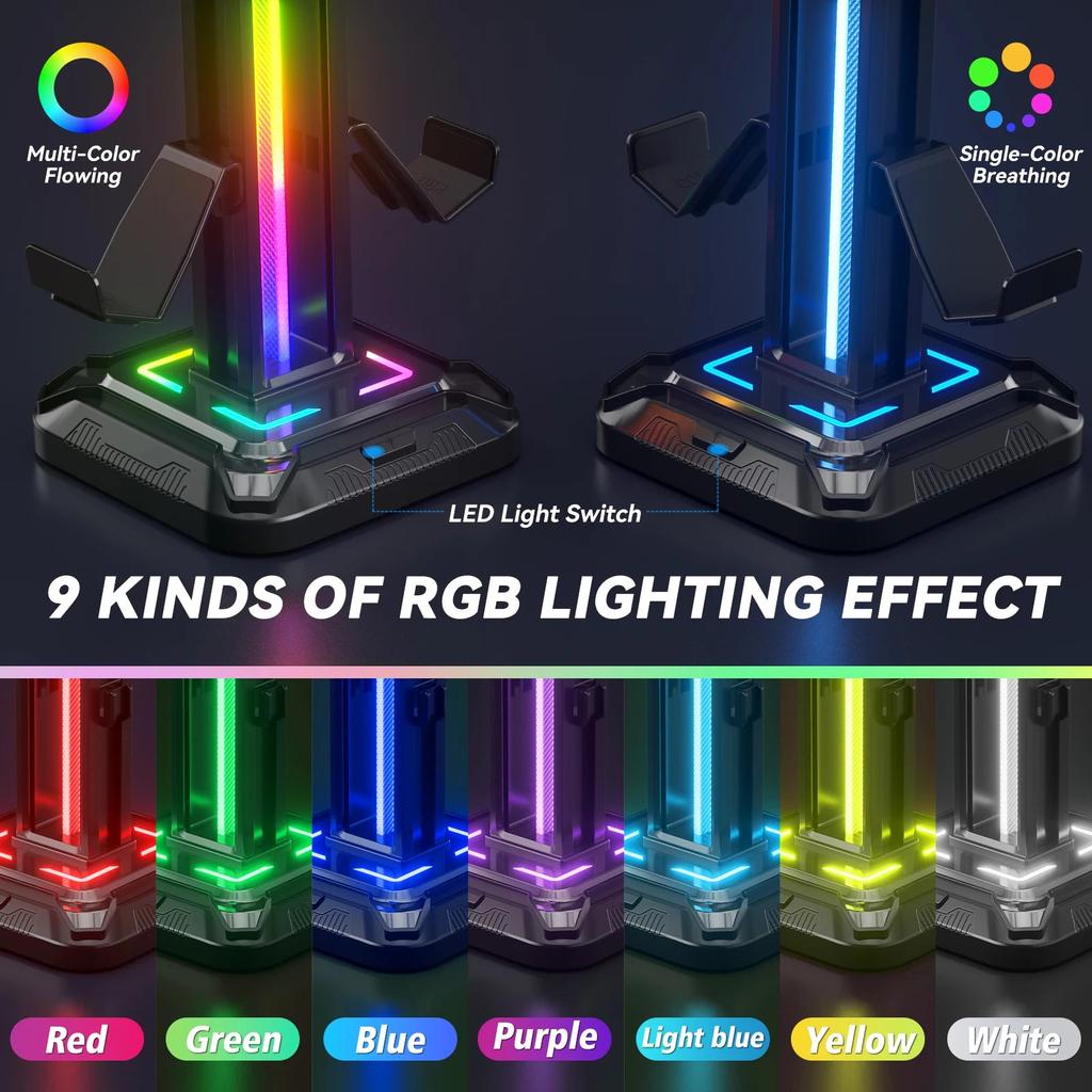 Controller Stand with 9 Light Modes & Headset Holder by Smart Deals Picks