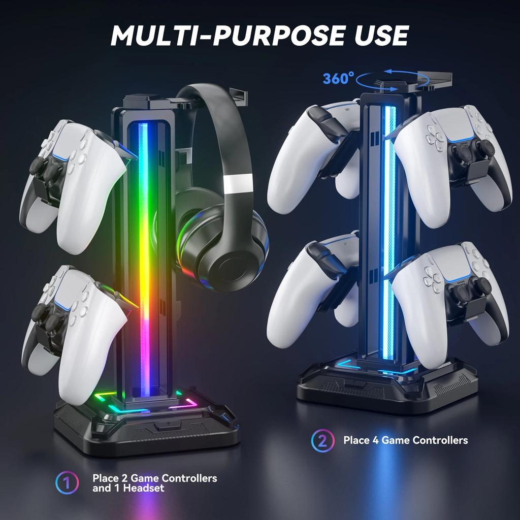 Controller Stand with 9 Light Modes & Headset Holder by Smart Deals Picks