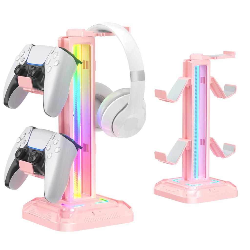 Controller Stand with 9 Light Modes & Headset Holder pink by Smart Deals Picks