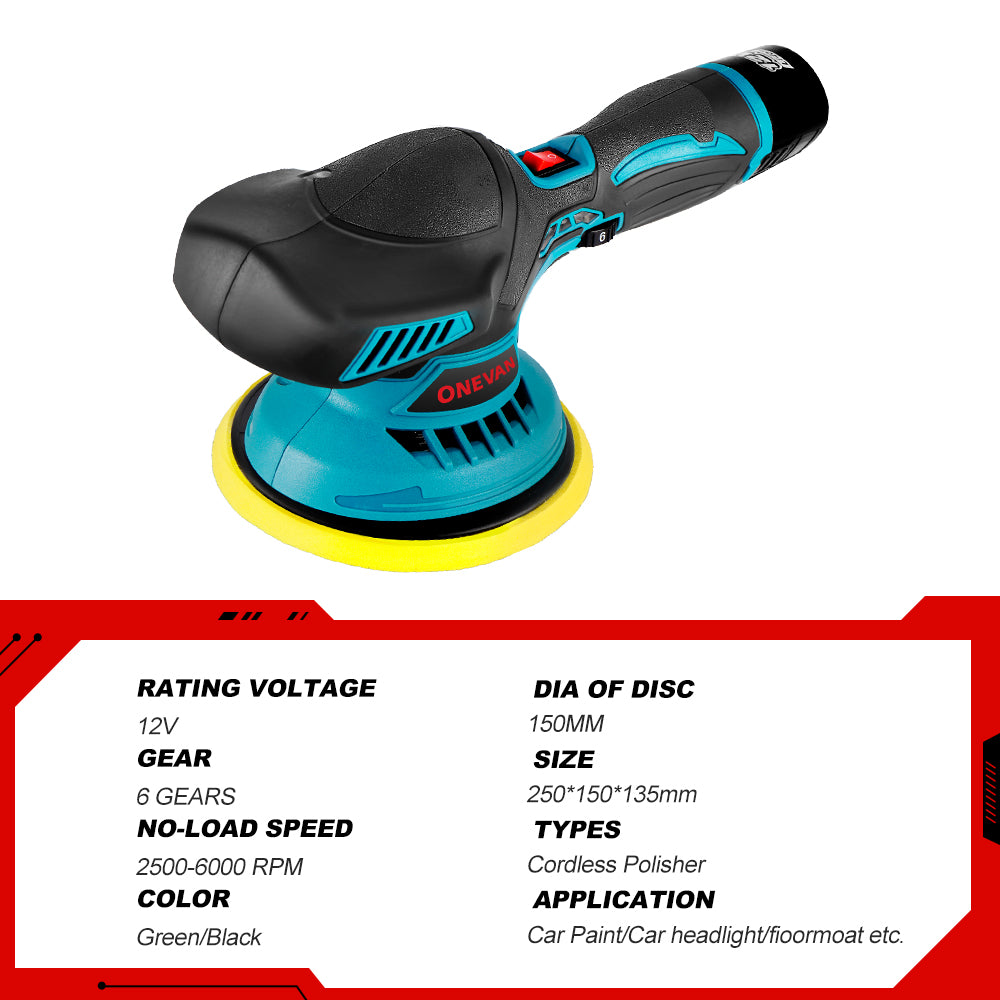 Cordless Mini Car Polisher, 12V, 6-Speed, 6000RPM by Smart Deals Picks