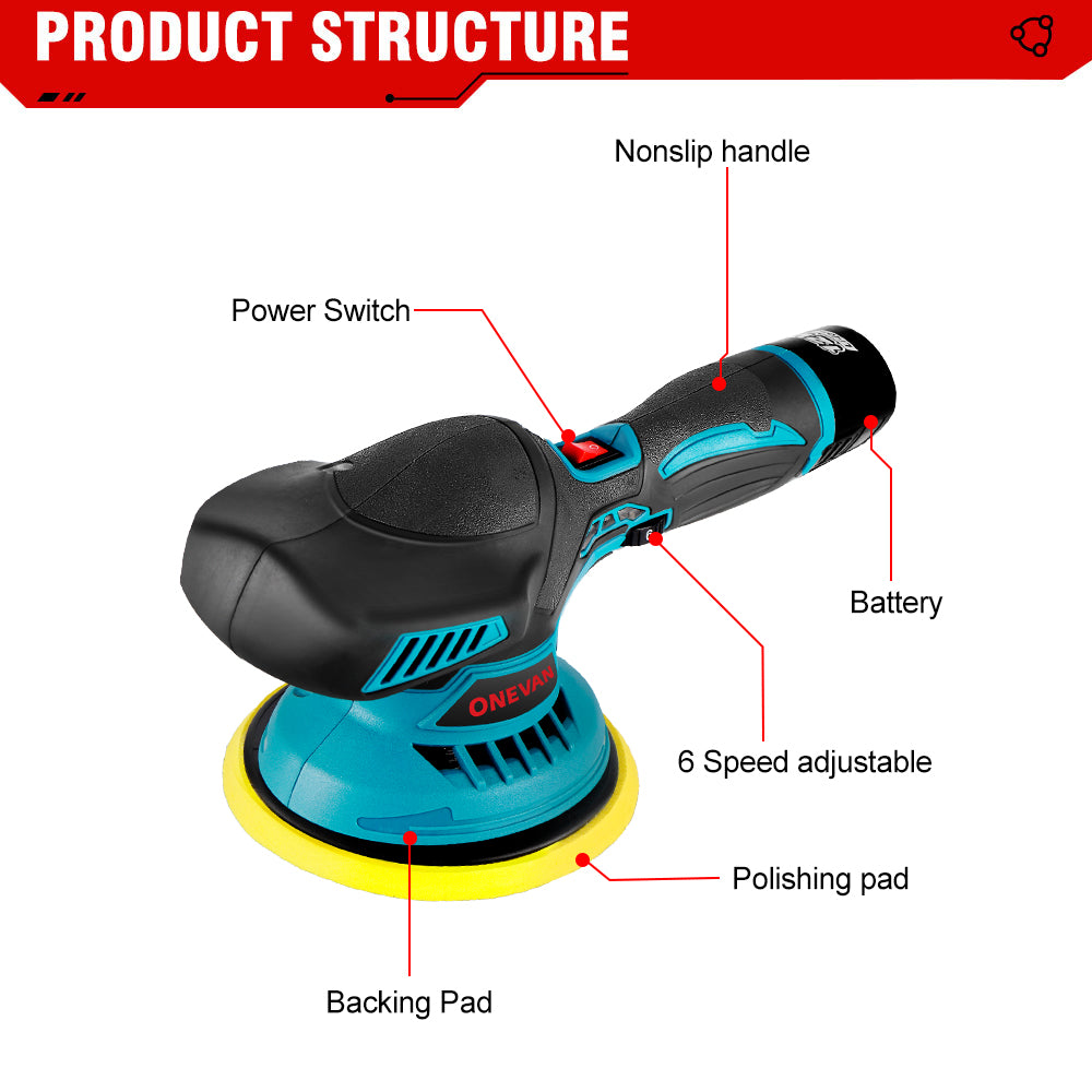 Cordless Mini Car Polisher, 12V, 6-Speed, 6000RPM by Smart Deals Picks