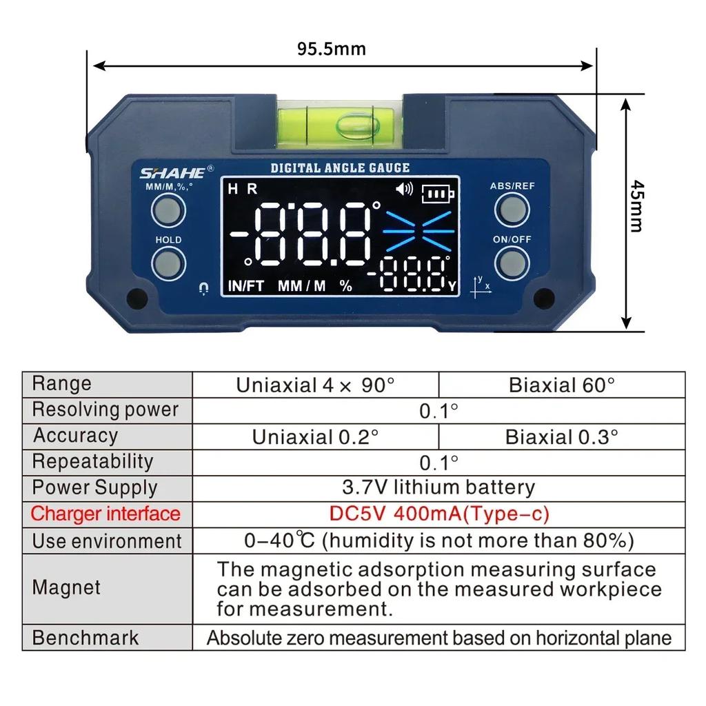 Digital Dual-Axis Inclinometer, Rechargeable Angle Gauge by Smart Deals Picks