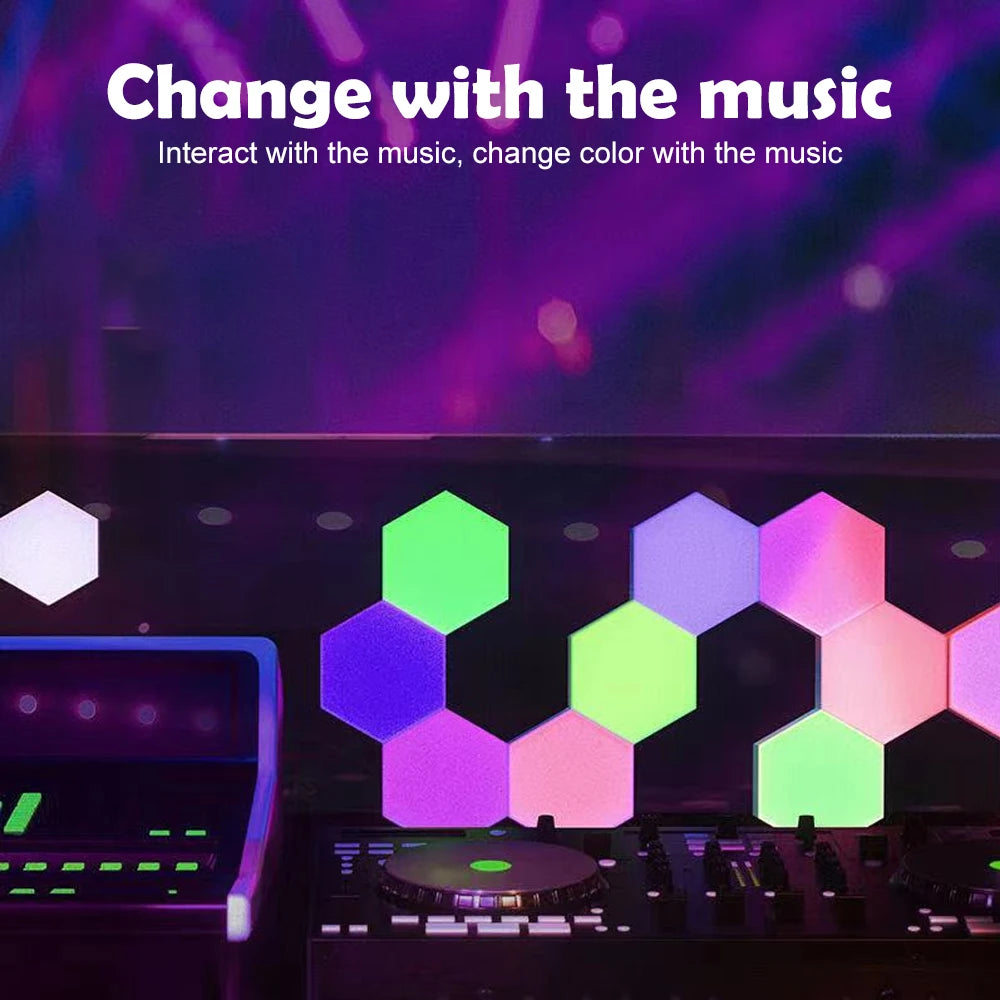 Hexagon RGB Smart Wall Panels with Music Sync LEDs by Smart Deals Picks