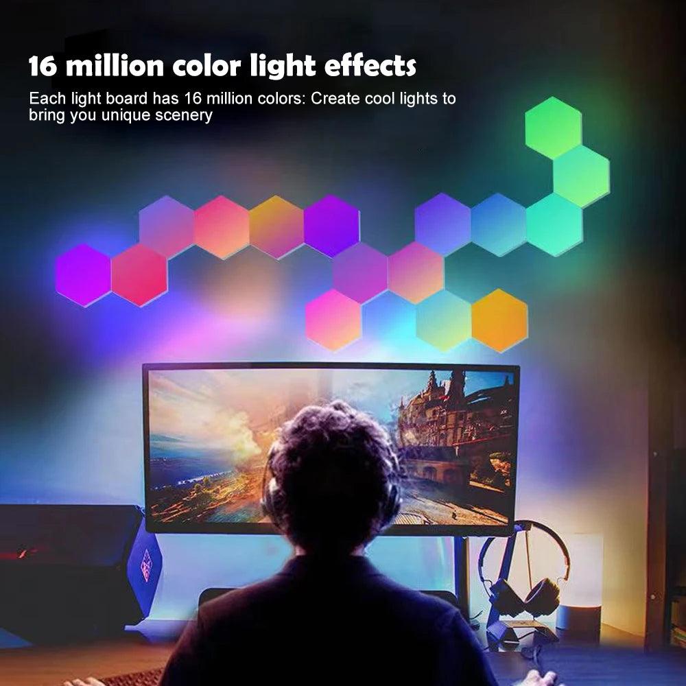 Hexagon RGB Smart Wall Panels with Music Sync LEDs by Smart Deals Picks