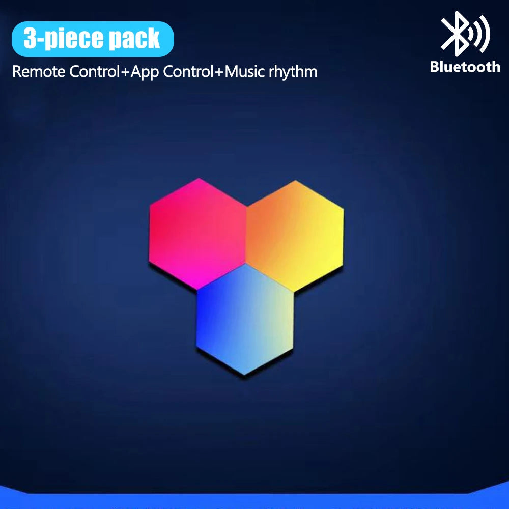 Hexagon RGB Smart Wall Panels with Music Sync LEDs 3pcs-bt by Smart Deals Picks