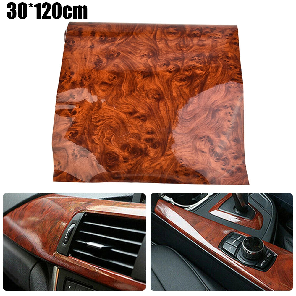 High Gloss Wood Grain Car Interior Vinyl Wrap, 30 x 120 cm by Smart Deals Picks