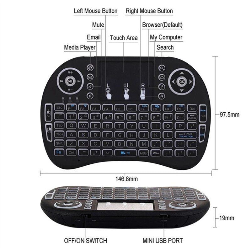 i8 Mini Wireless Keyboard with Touchpad, Backlit by Smart Deals Picks