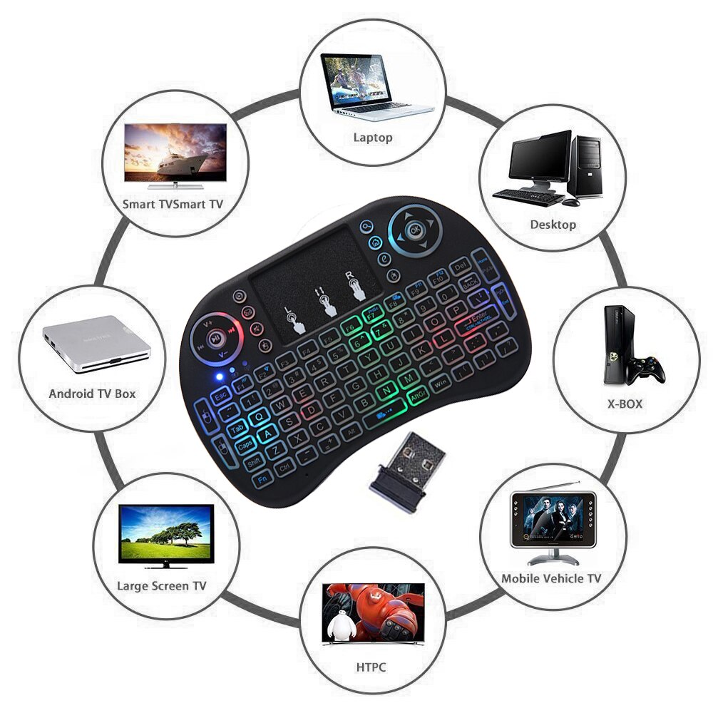 i8 Mini Wireless Keyboard with Touchpad, Backlit by Smart Deals Picks