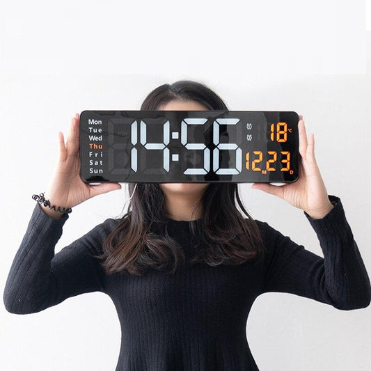 Large LED Digital Wall Clock, Remote, Dual Alarm 16-inches-green by Smart Deals Picks