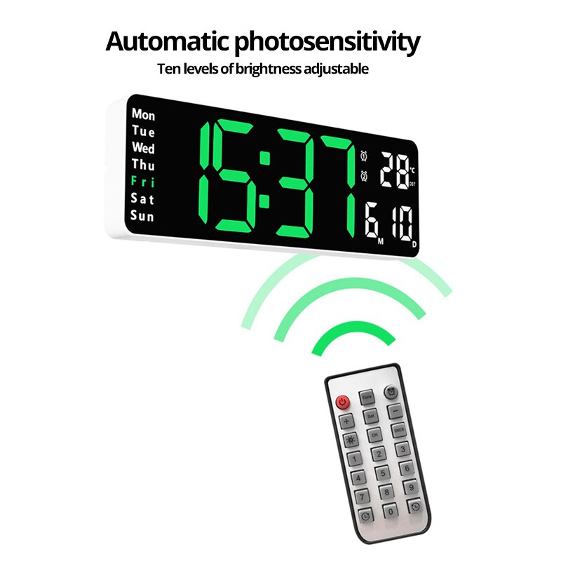 Large LED Digital Wall Clock, Remote, Dual Alarm 16-inches-orange by Smart Deals Picks