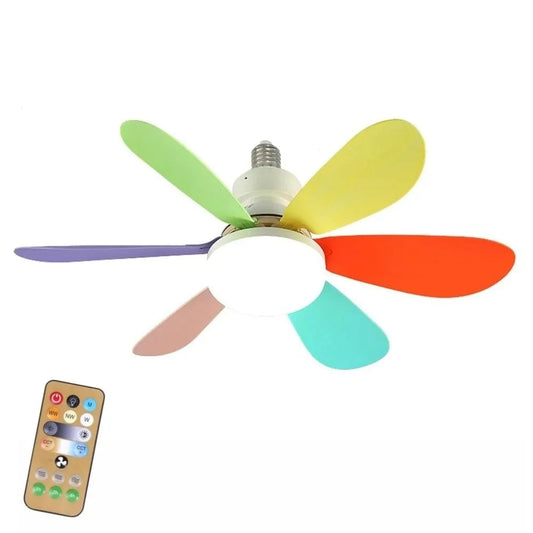 LED 40W Ceiling Fan Light, E27 Base, Remote Dimming polychrome 42cm by Smart Deals Picks
