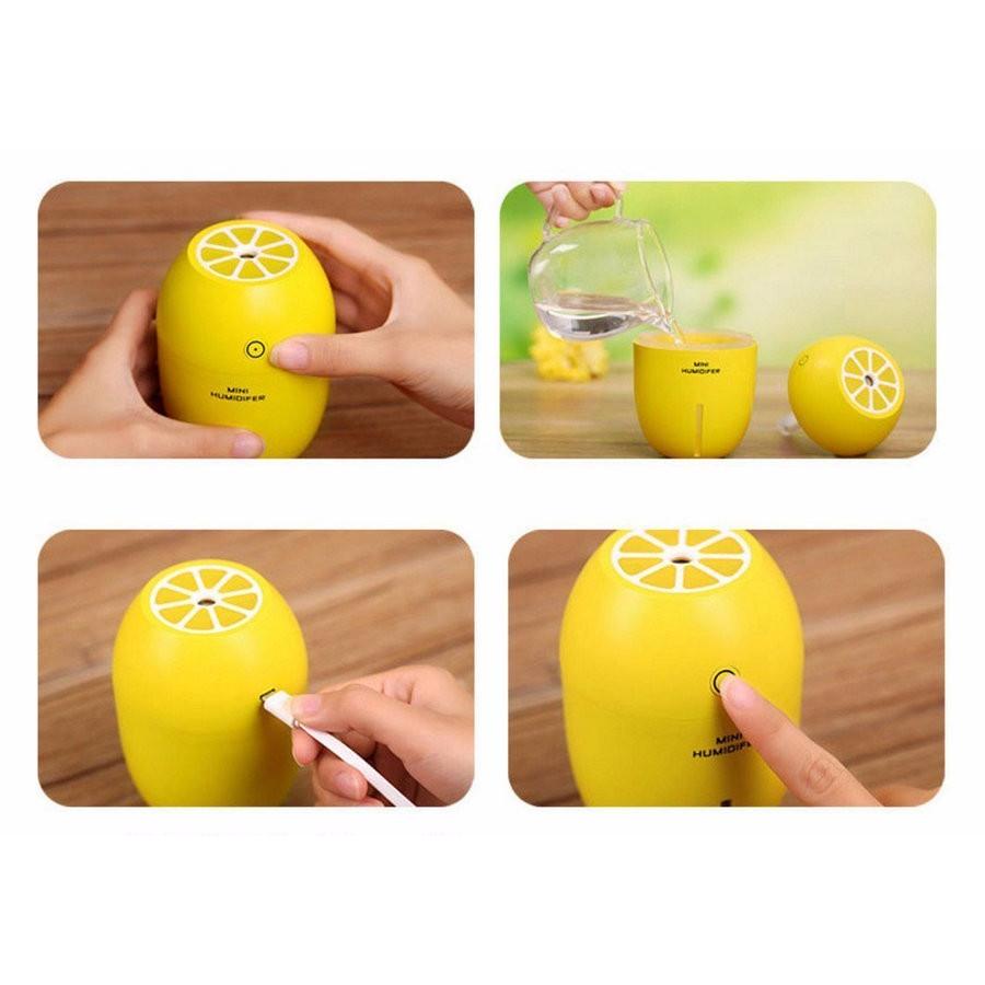 Lemon-Shaped Mini USB Humidifier with LED Light by Smart Deals Picks