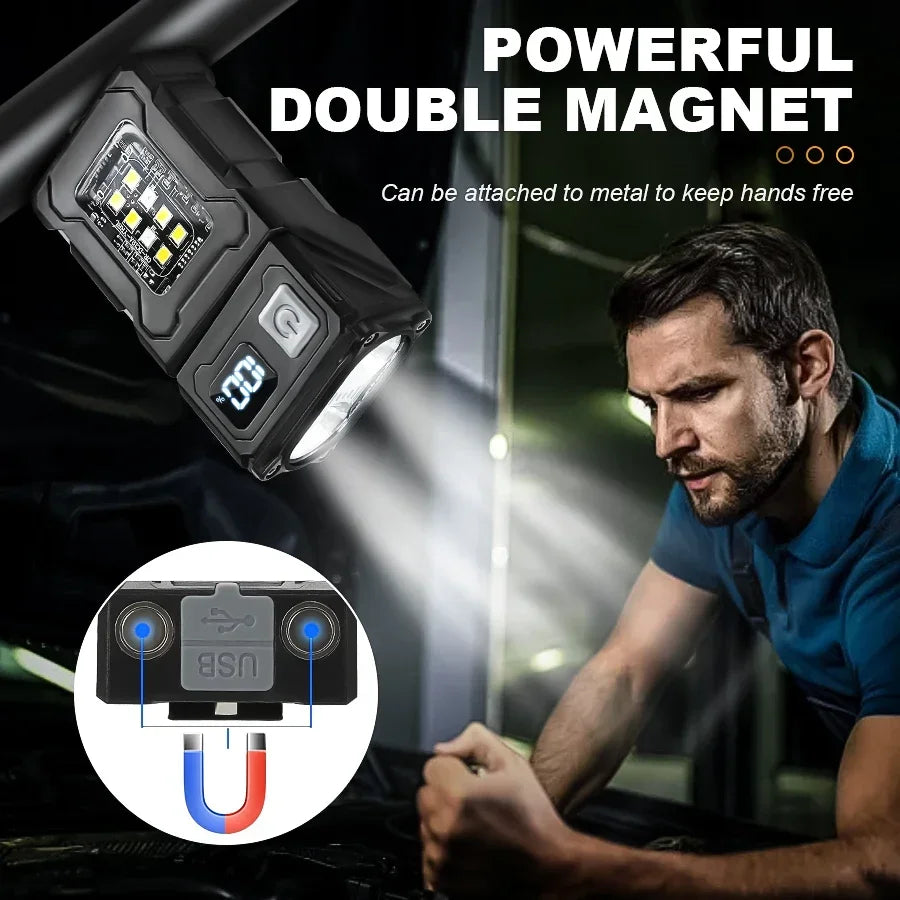 Mini Rotating COB LED Torch, Magnetic, USB-C Rechargeable by Smart Deals Picks