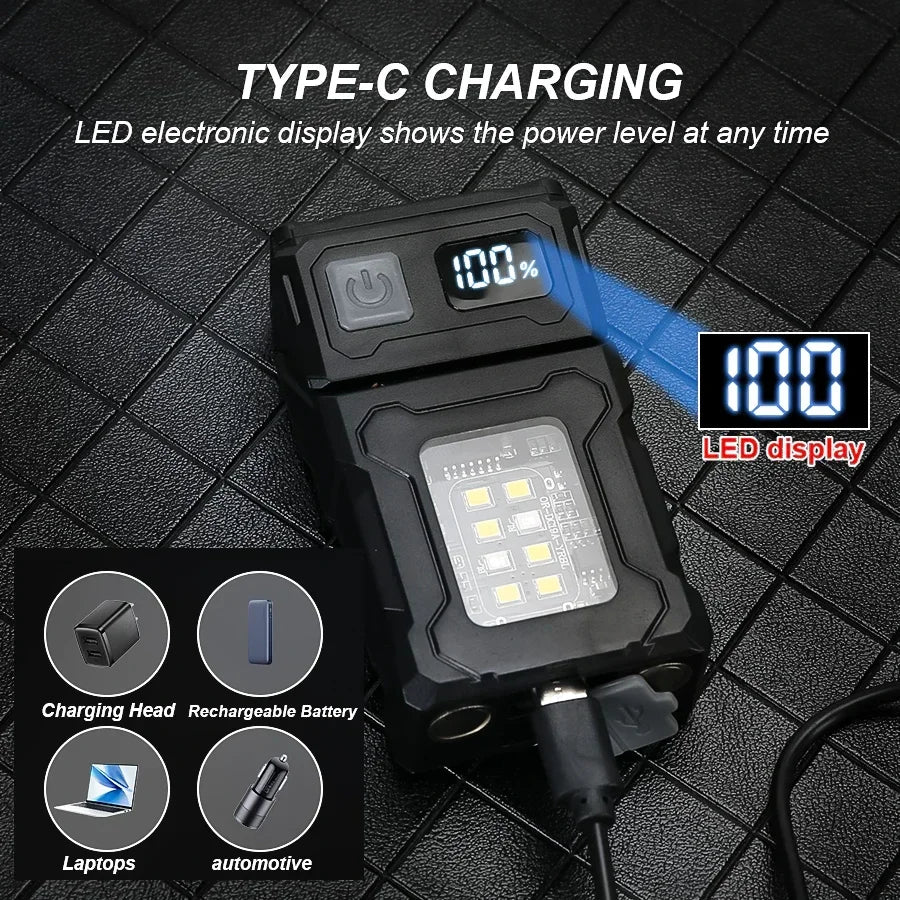 Mini Rotating COB LED Torch, Magnetic, USB-C Rechargeable by Smart Deals Picks