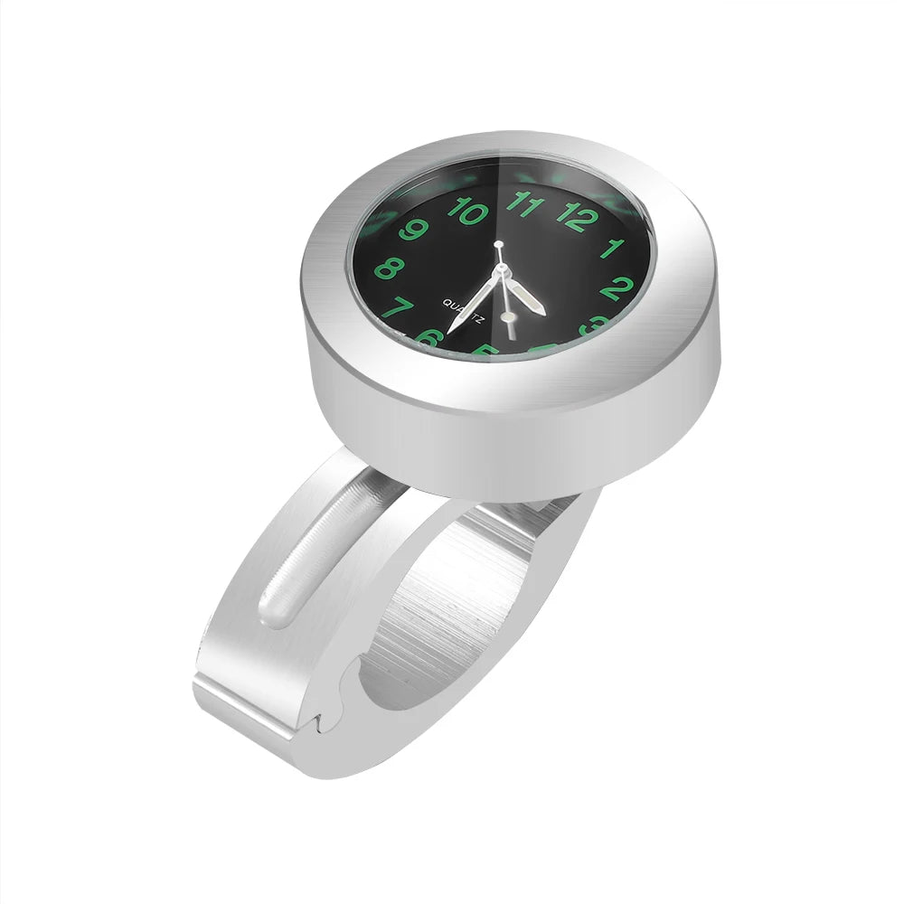 Motorcycle Handlebar Clock, Waterproof Stainless Steel silver by Smart Deals Picks