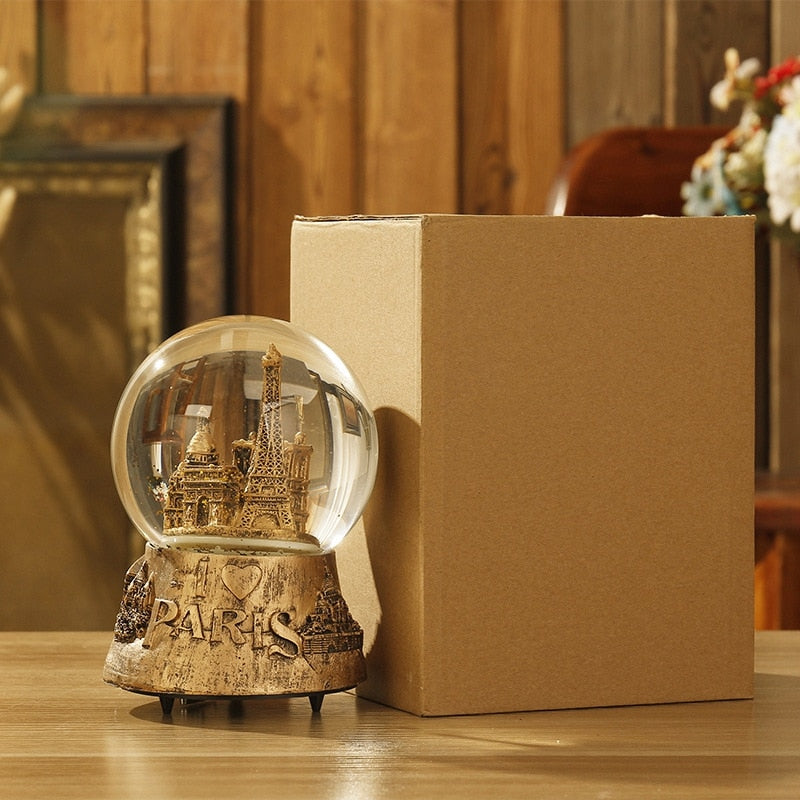 Musical Snow Globe Paris Scene Home Decor by HitMyNeed