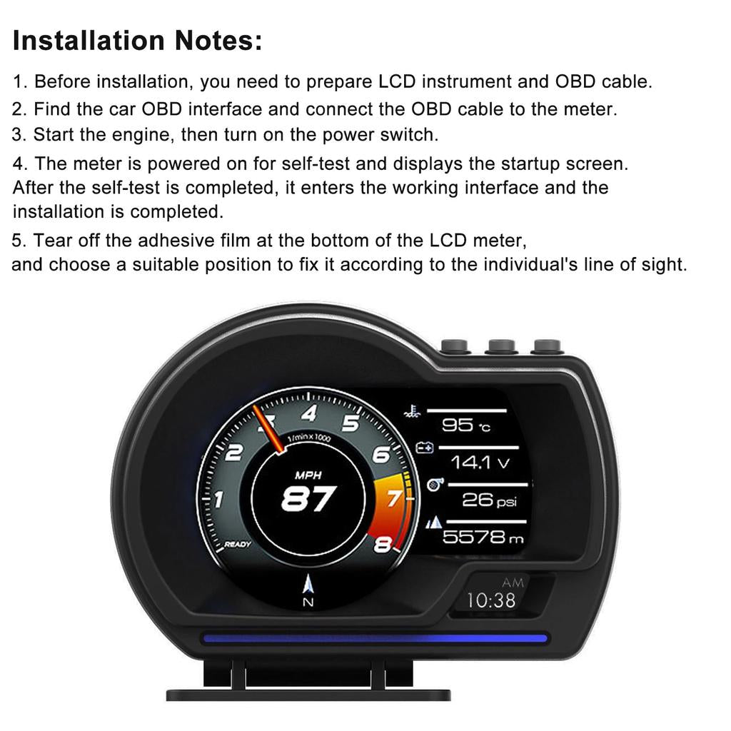 OBD2 and GPS Car HUD Speedometer with Alarms by Smart Deals Picks