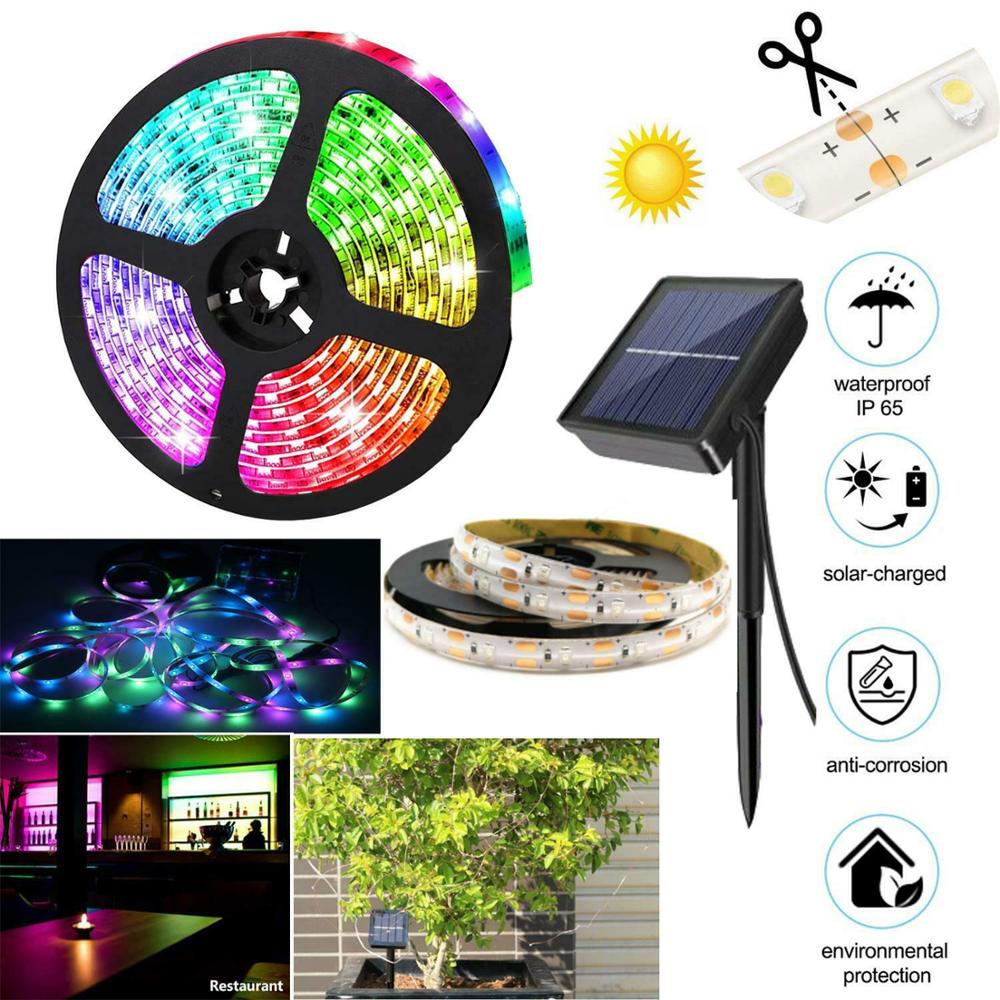 Outdoor Solar RGB LED Light Strip, 5 m IP65 by Smart Deals Picks