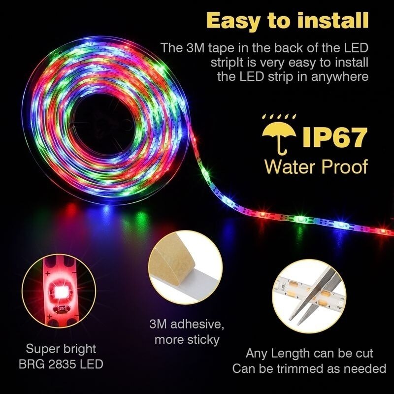Outdoor Solar RGB LED Light Strip, 5 m IP65 by Smart Deals Picks