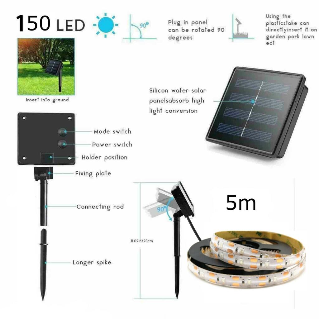 Outdoor Solar RGB LED Light Strip, 5 m IP65 by Smart Deals Picks