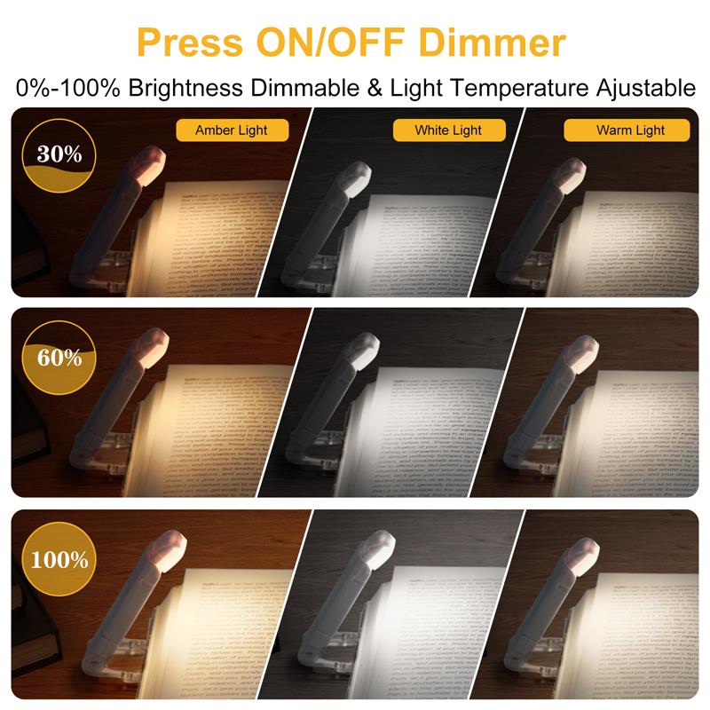 Rechargeable Clip-On Book Light, 9 Modes, Foldable by Smart Deals Picks