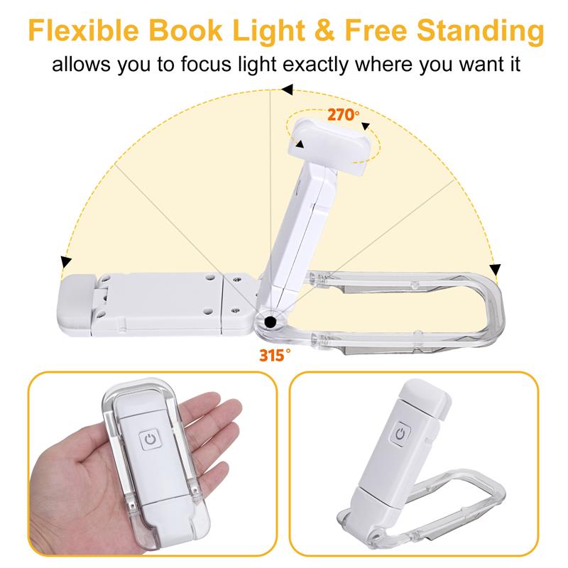 Rechargeable Clip-On Book Light, 9 Modes, Foldable by Smart Deals Picks