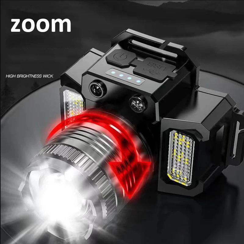 Rechargeable LED Head Torch with Motion Sensor and USB by Smart Deals Picks