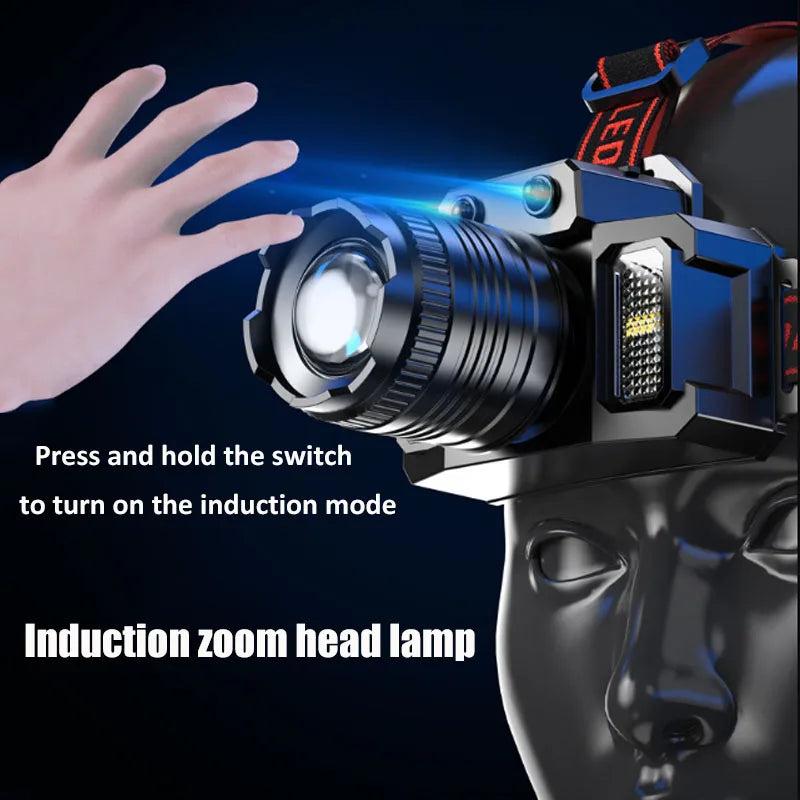Rechargeable LED Head Torch with Motion Sensor and USB by Smart Deals Picks