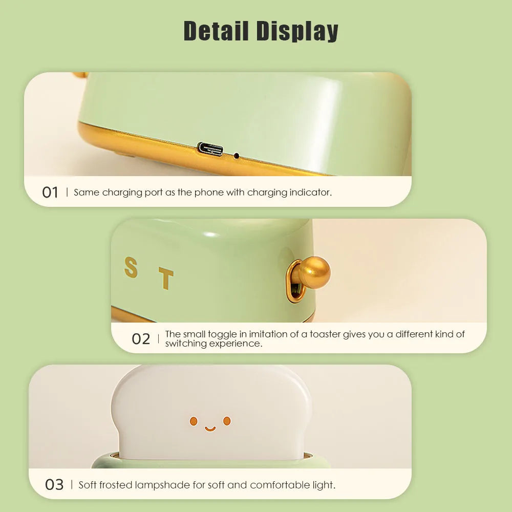 Rechargeable Toast Night Light with Dimmer by Smart Deals Picks