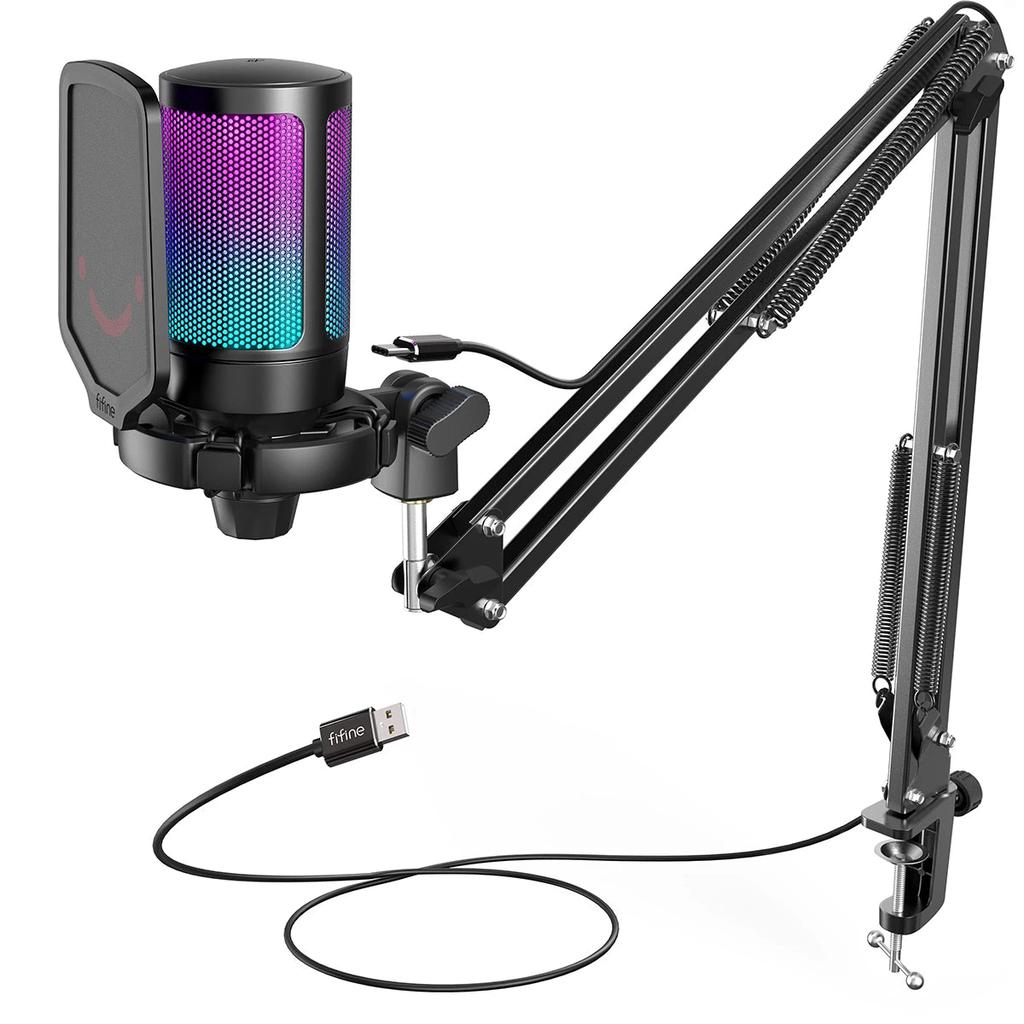 RGB USB Gaming Mic Kit with Boom Arm Stand black by Smart Deals Picks