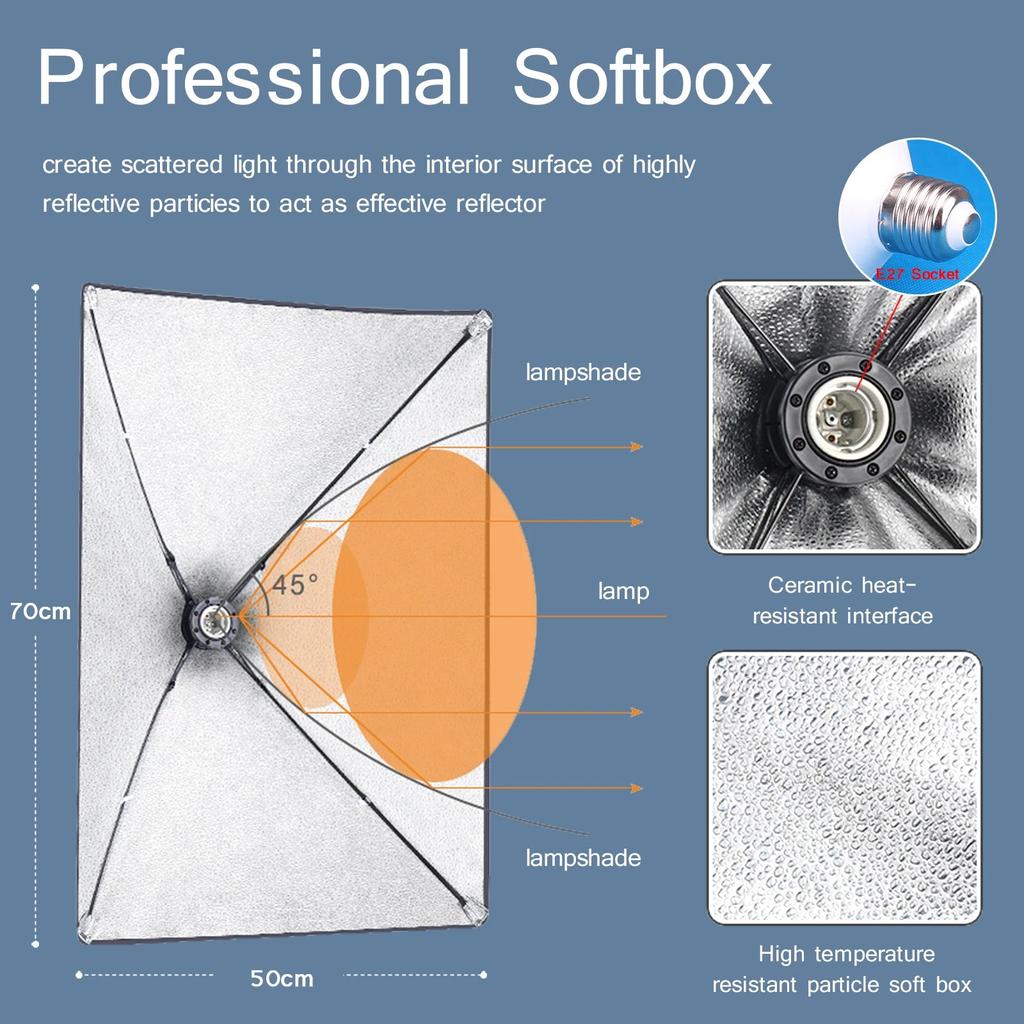 Softbox Lighting Kit with Tripod and E27 Continuous Bulb by Smart Deals Picks