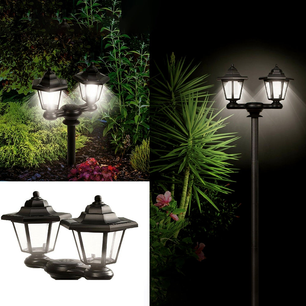 Solar Dual-Head Post Light with Wall Mount, IP65 by Smart Deals Picks