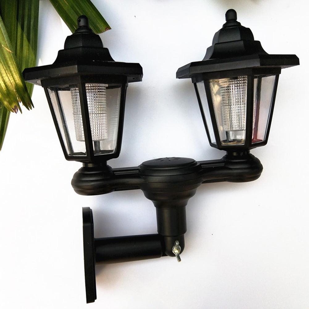 Solar Dual-Head Post Light with Wall Mount, IP65 by Smart Deals Picks