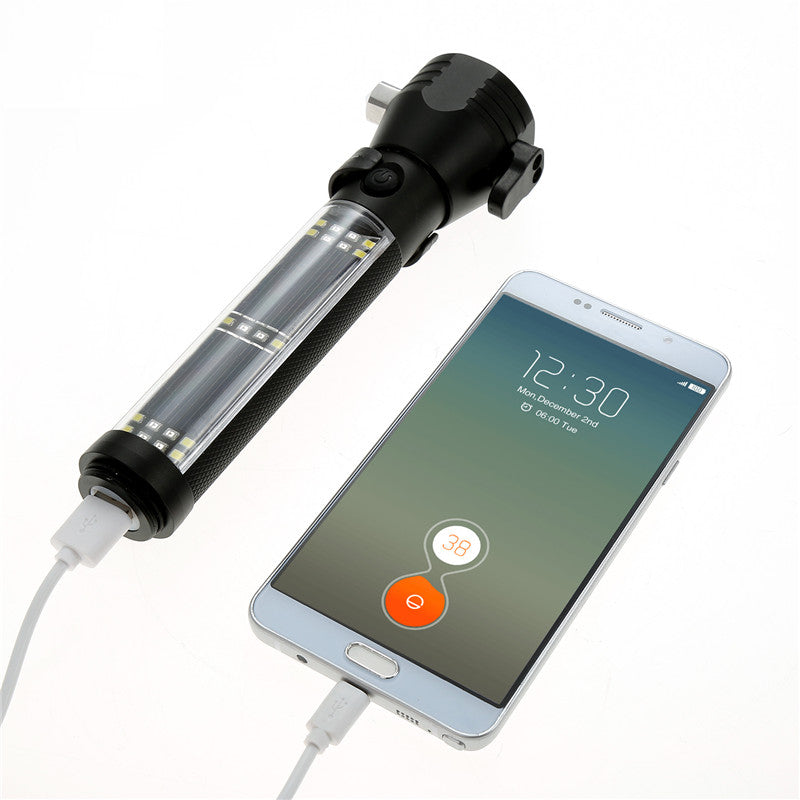Solar Emergency Flashlight with Power Bank and Rescue Tools by Smart Deals Picks