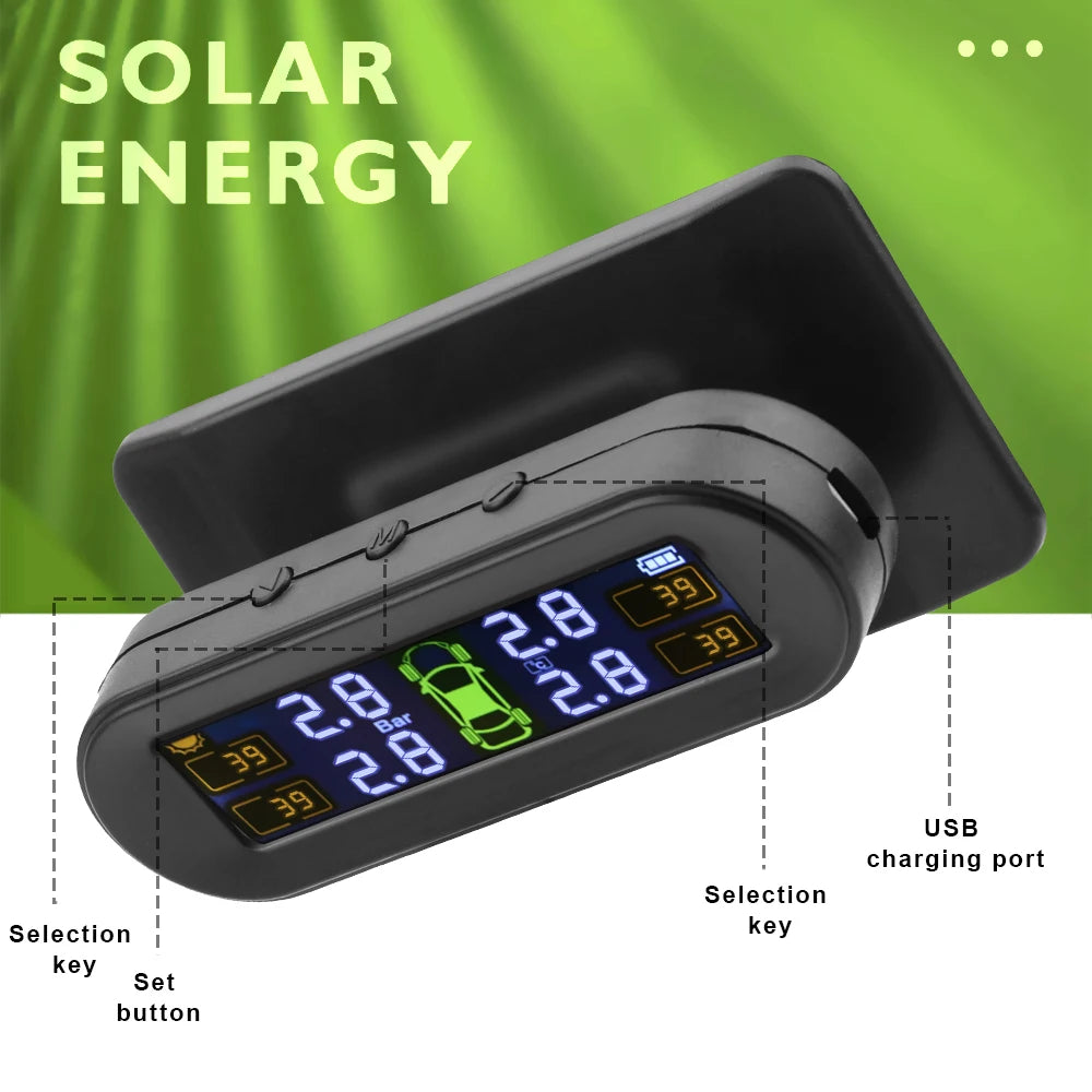 Solar TPMS with 4 External Sensors and Temp Alerts by Smart Deals Picks